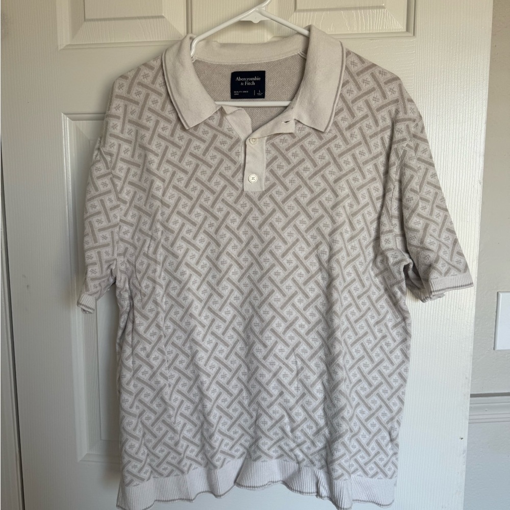 Abercrombie & Fitch Beige Patterned Polo Shirt